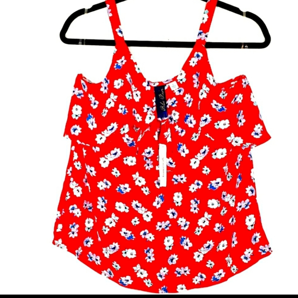 Blue Rain red foral printed tank top size s - Picture 2 of 3